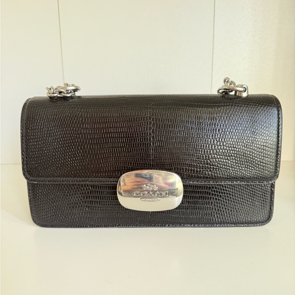 Coach Black Embossed Leather Crossbody Bag - Picture 1 of 5